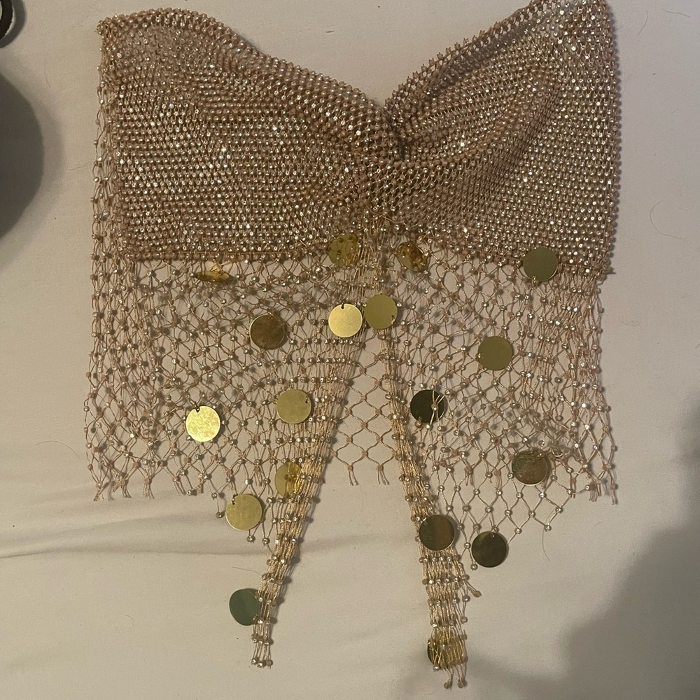 Gold Chainmail Crop Top with Coin Accents
